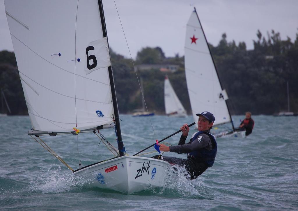 James Sheldon, North, leading Nina Mannering, East, to the top mark - Starling Match Racing Nationals 2017 © Brian Peet